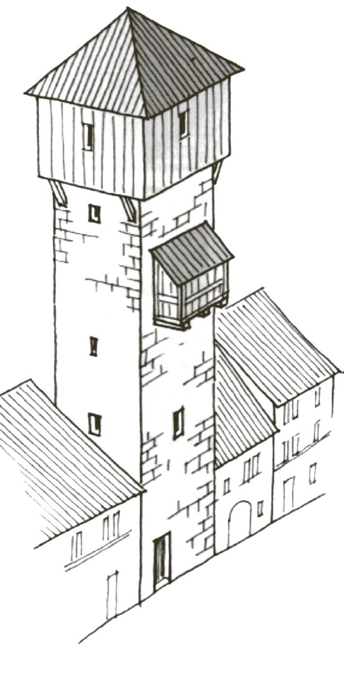 Die mittelalterliche Rote Turm mit Breteche